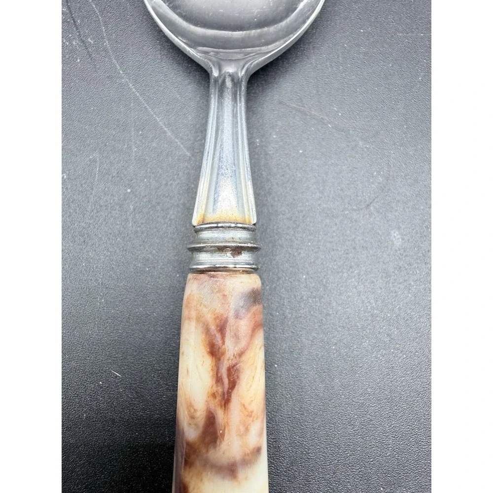 Vintage MB Hollow Ground Galaxie Stainless Tablespoon Japan MCM Bakelite Handle